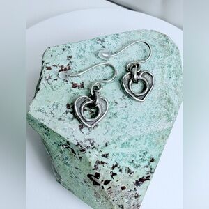 Silpada Vintage Sterling Silver Petite Open Heart Wire Drop Earrings